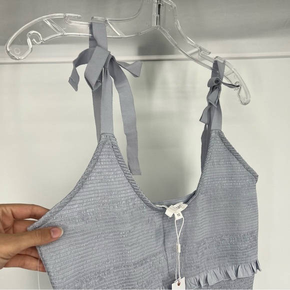 V. Chapman Lotus Ruffle Bodycon Tie Sleeve Midi Dress in Arctic Ice 10 NWT - Picture 4 of 9